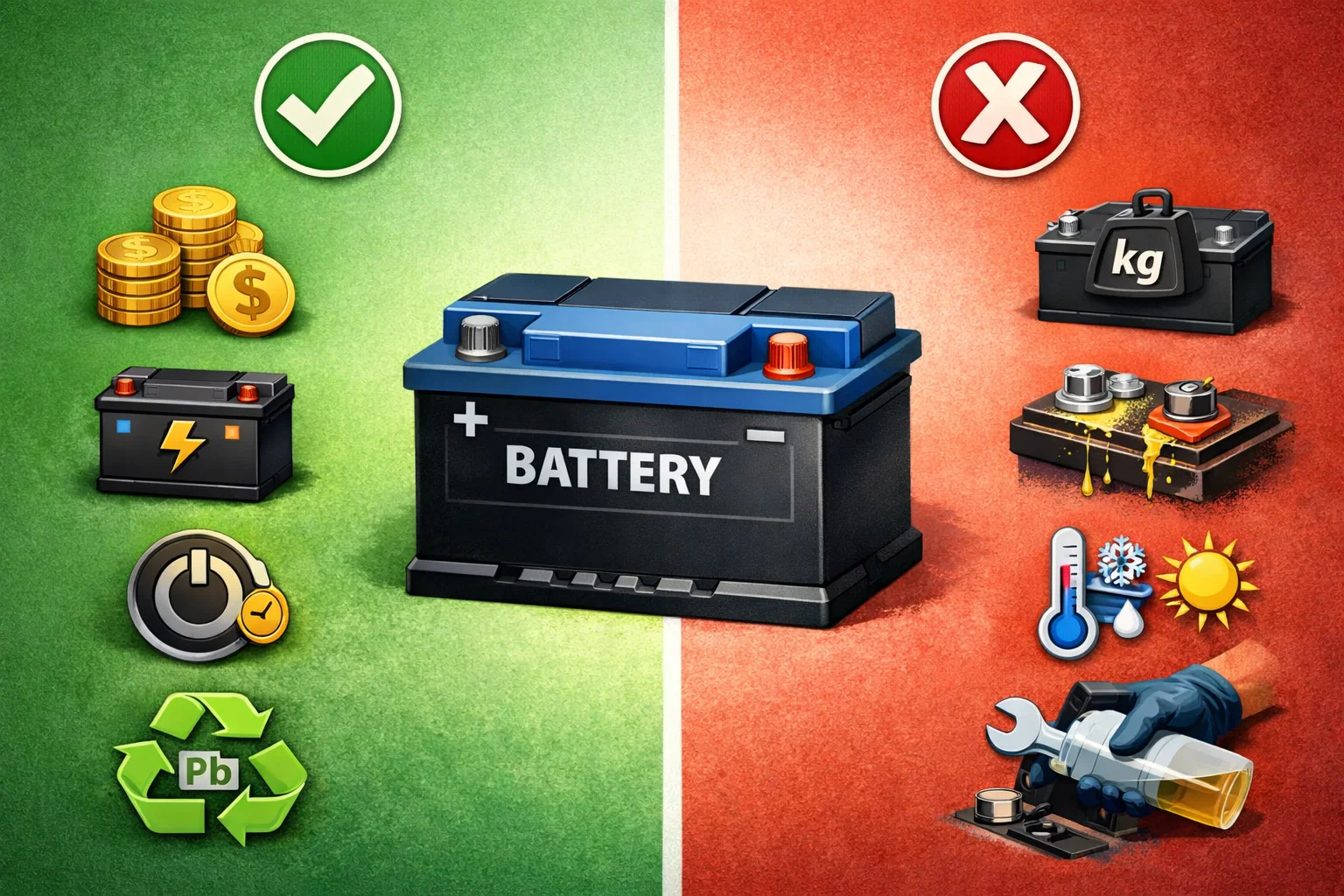 Плюсы и минусы свинцово-кислотных аккумуляторов<