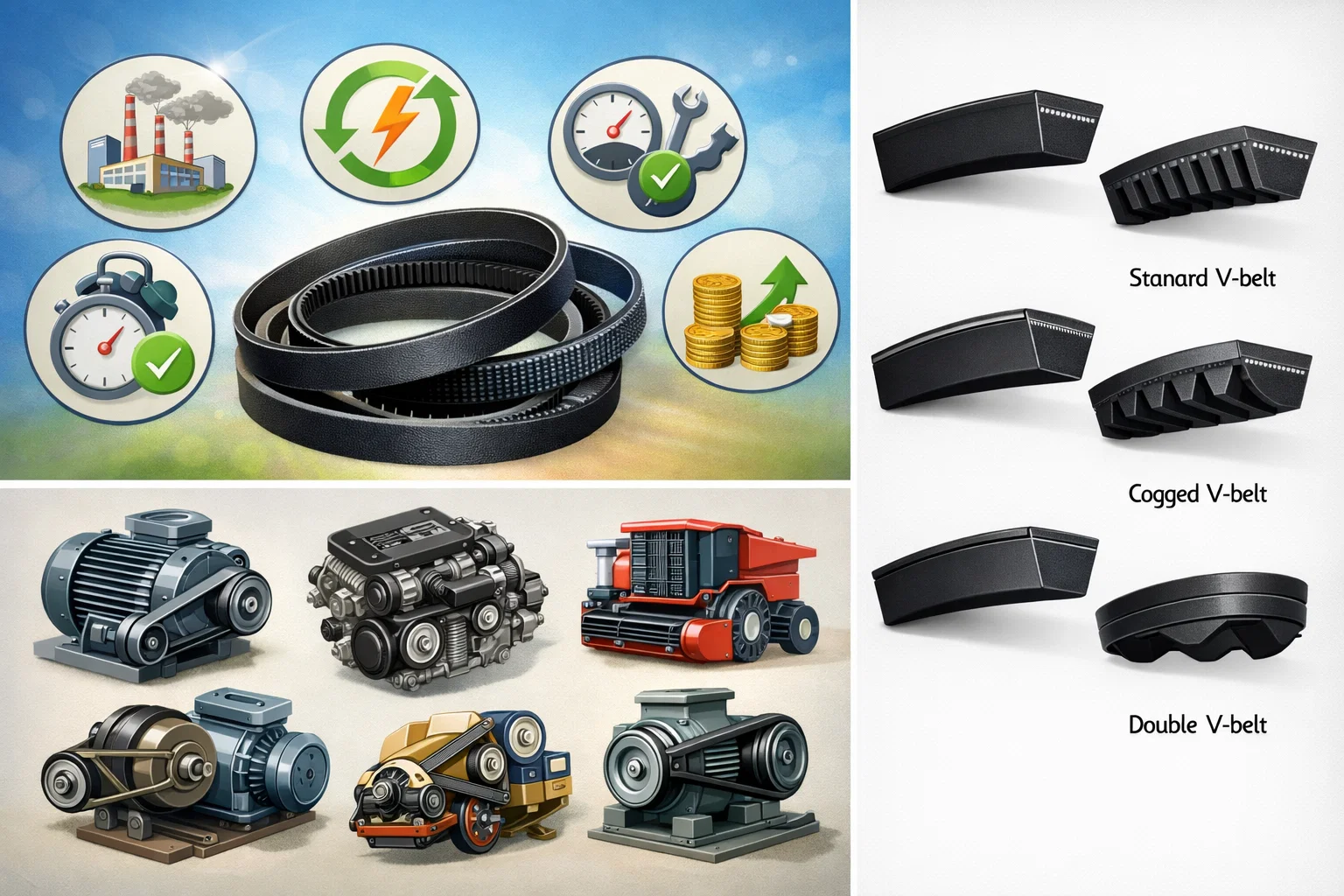 Преимущества использования и виды ремней клиновых