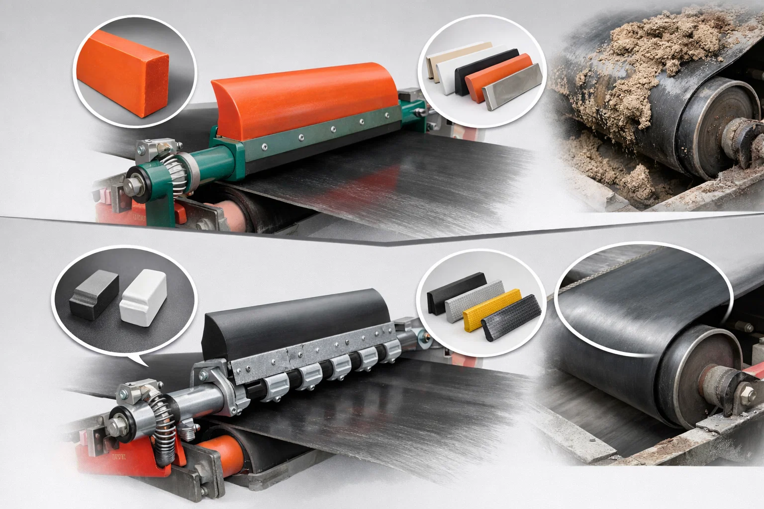 Как выбрать скребки для конвейерных лент первичной и вторичной очистки<