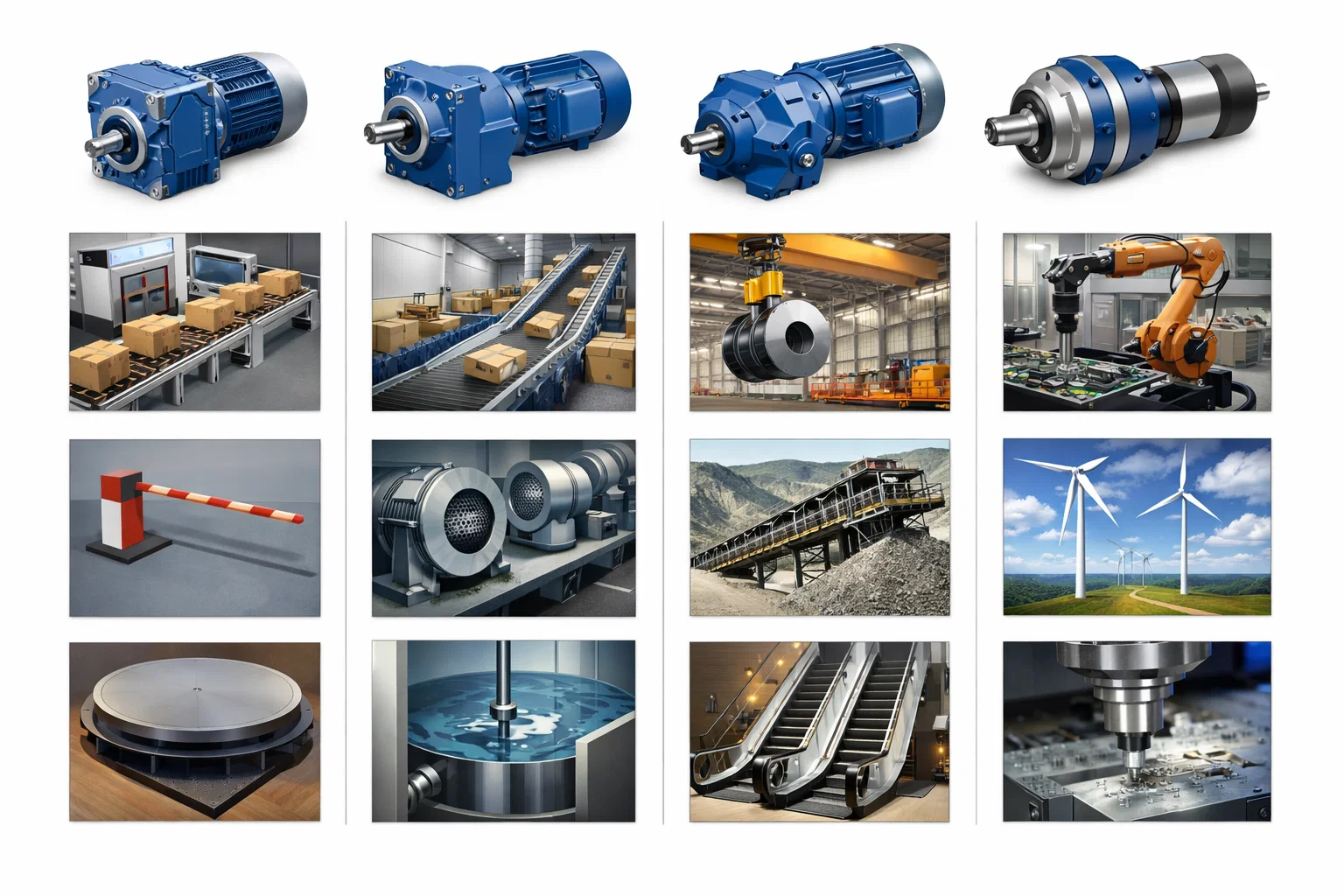 Сравнение типов мотор-редукторов для областей их применения<