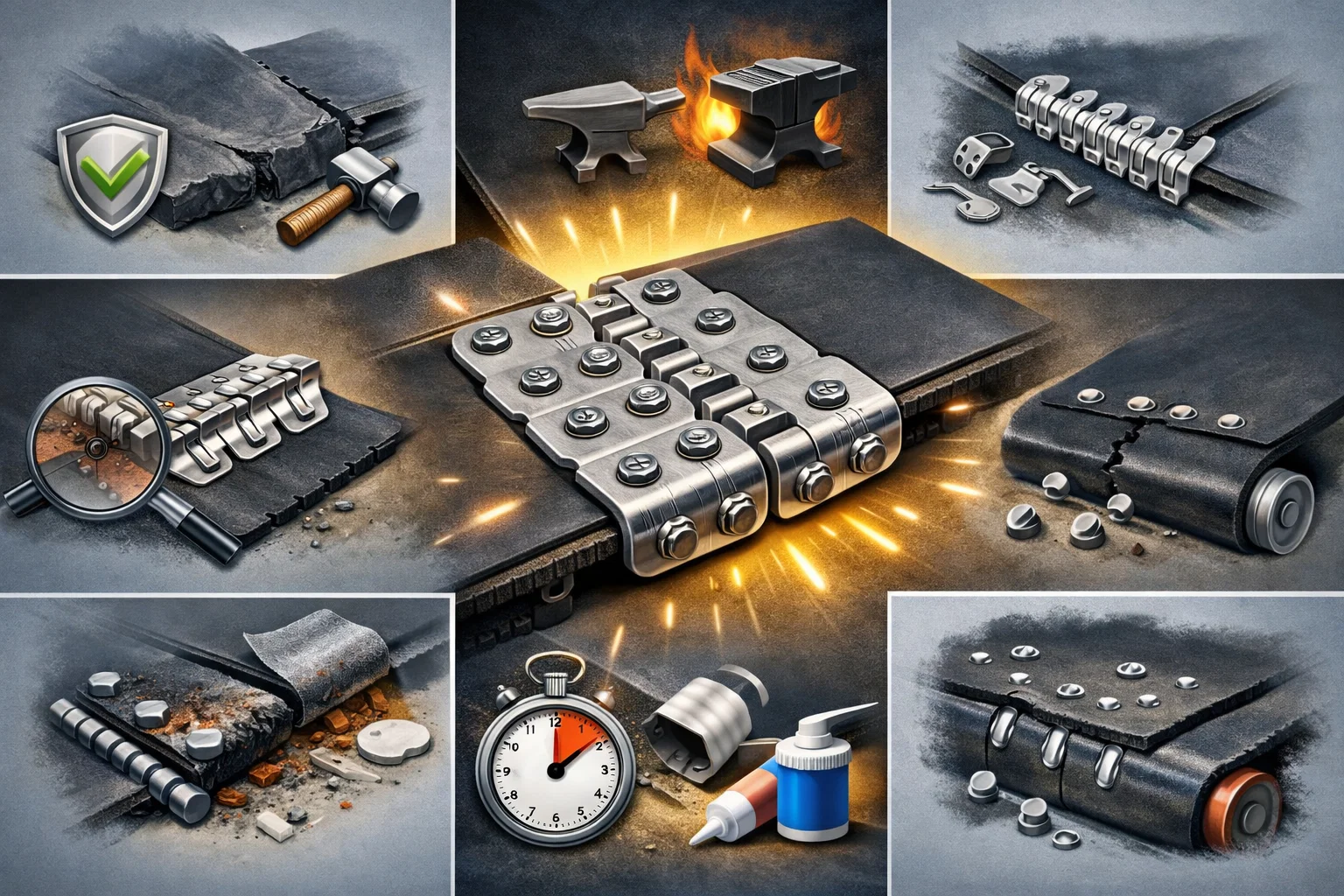 Преимущества замка-крепления «Вулкан» перед другими видами соединений конвейерной ленты<