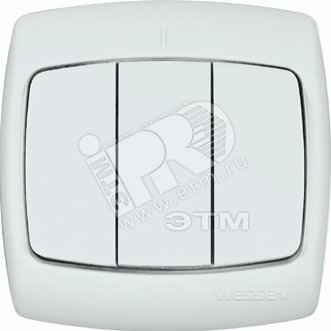 ШЭ Рондо Выкл. 3кл. с/у 10А (белый, с рамкой) VS05U-321-BI (15шт)