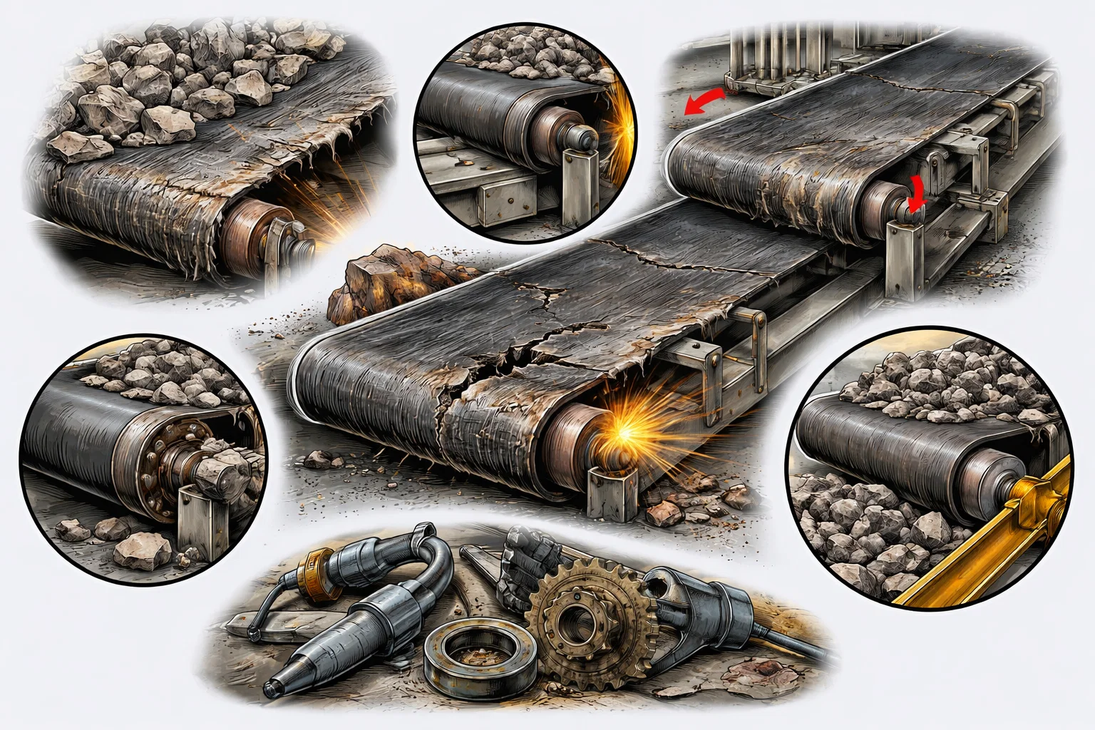 Причины износа конвейерной ленты<