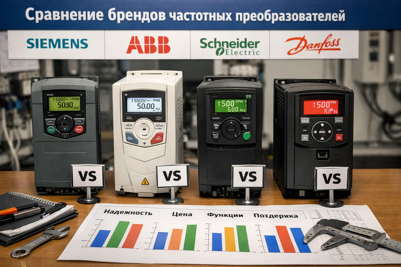 Сравнение брендов частотных преобразователей<