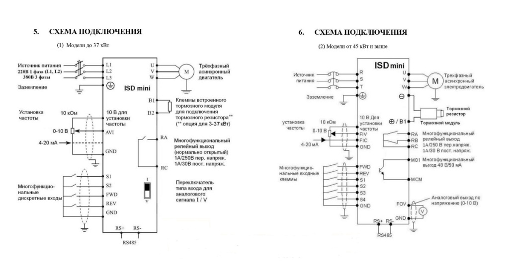 Схема подключения ПЧ Innovert ISD mini Plus фото