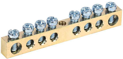 Шина PEN "земля-ноль" 6х9мм 8/1 (8групп/крепеж по центру) IEK YNN10-08-100 