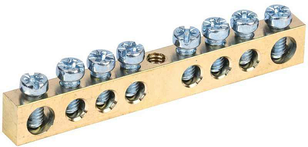 Шина PEN "земля-ноль" 6х9мм 8/1 (8групп/крепеж по центру) IEK YNN10-08-100 