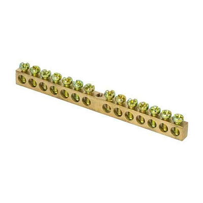 Шина PEN "ноль-земля" 6х9 14 отвер. латунь крепеж по центру PROxima EKF sn0-63-14 