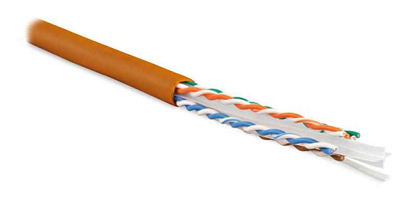 Кабель витая пара U/UTP кат.6 4х2х23AWG solid LSZH нг(A)-HF UUTP4-C6-S23-IN-LSZH-OR-305 оранж. (м) Hyperline 47461