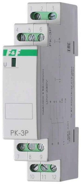Реле промежуточное PK-3P (монтаж на DIN-рейке 35мм 220В 50Гц 3х8А 3NO/NC IP20) F&F EA06.001.023 
