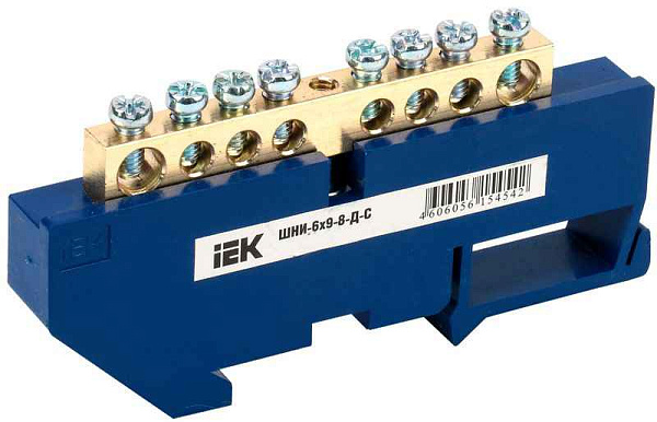 Шина нулевая на DIN-изол. ШНИ 6х9-8-Д-С IEK YNN10-69-8D-K07 