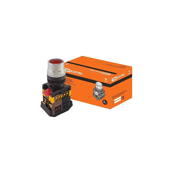 Кнопка ABLFS-22 красный 230В d22мм неон 1з+1р  HLT