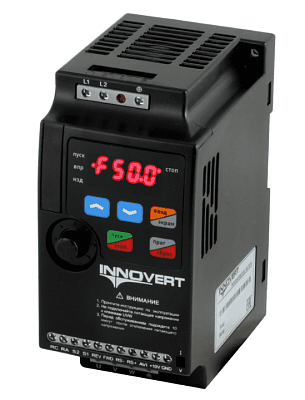 1,1 кВт (вх: 1ф x 220В / вых: 3ф х 220В) Преобразователь INNOVERT ISD112М21E mini PLUS, выходной ток 6.0 А 