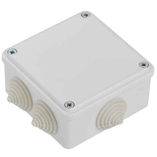 Коробка распаячная ОП КМ 100х100х45 IP44 6 вводов бел. IEK UKO11-100-100-045-K01-44 