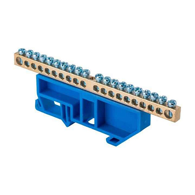 Шина нулевая N 6х9 20 отвер. латунь син. изолятор на DIN-рейку PROxima EKF sn0-63-20-d 