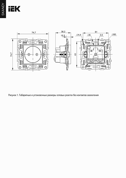 ИЭК Сканди Роз. 2м без з/к без з/шт для плоск. вилки 10А SK-R03W стекло арк SKANDY