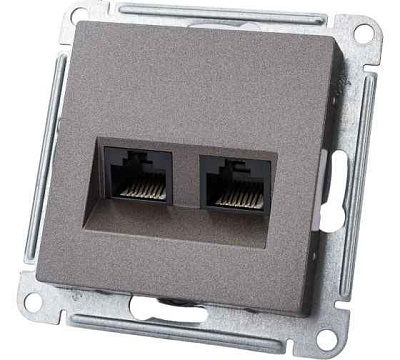 ШЭ Атлас Роз. двойная (ТВ + компьютерная RJ45), кат. 5Е, мокко ATN000689 (10шт/уп)