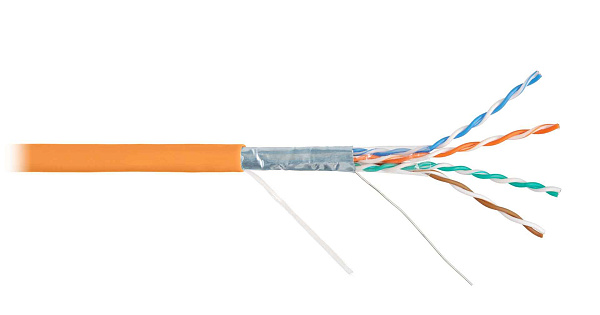 Кабель витая пара F/UTP, CAT 6, ZH нг(A)-HF, 4PR, 23AWG, INDOOR, SOLID, оранжевый, 305 м, REXANT