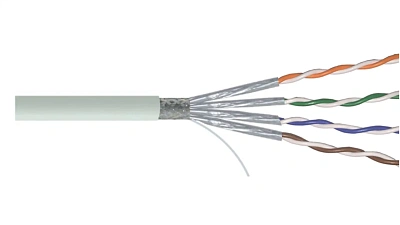 Кабель витая пара SF/UTP, CAT 5e, PVC, 4PR, 24AWG, INDOOR, SOLID, серый, 305м, REXANT