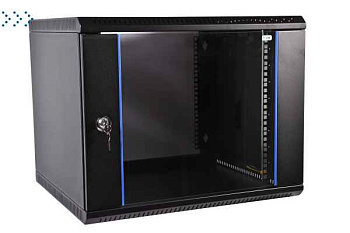 Шкаф телекоммуникационный настенный разборный 9U (600х650) дверь стекло, цвет черный