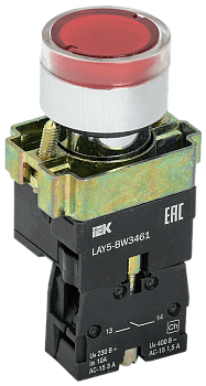 Кнопка LAY5-BW3461 с подсв. красная 1 НО  d22мм 240В  ИЭК