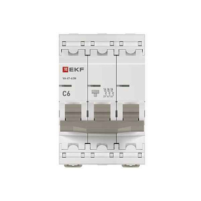 Выключатель автоматический модульный 3п C 6А 6кА ВА 47-63N PROxima EKF M636306C 