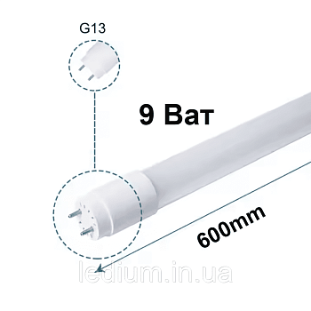 Лампа ЛЕД  Т8- 9Вт 600мм 4К (с ЭМС) HE 80 CRI G13 М AC 25x1 ФС