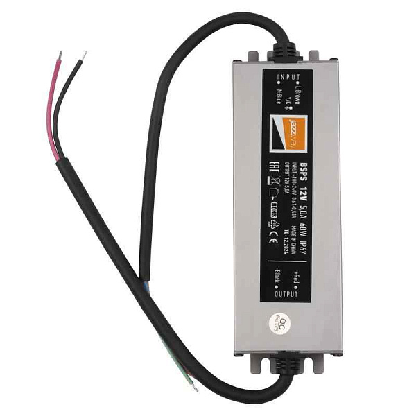 Блок питания для светодиодной ленты 60Вт 5А 12В IP67 BSPS влагозащ. метал. JazzWay 3329273A 