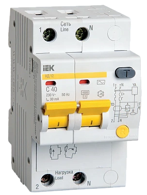 Авт.диф. 2п 40А 30мА  АД-12 4,5 кА ИЭК 