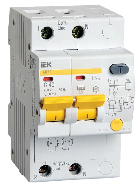 Авт.диф. 2п 40А 30мА  АД-12 4,5 кА ИЭК 