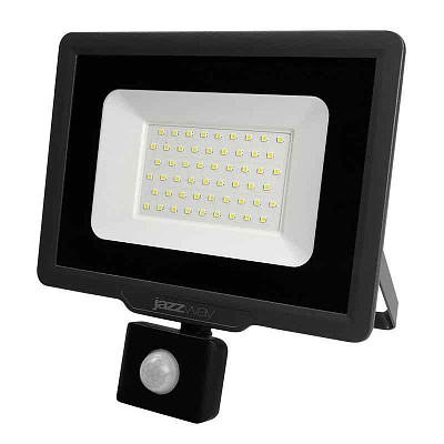 Прожектор светодиодный PFL-C3 SENSOR 50Вт 6500К IP65 ДО закален. прозр. стекло датчик движения инфракрасный Pro JazzWay 5026940A