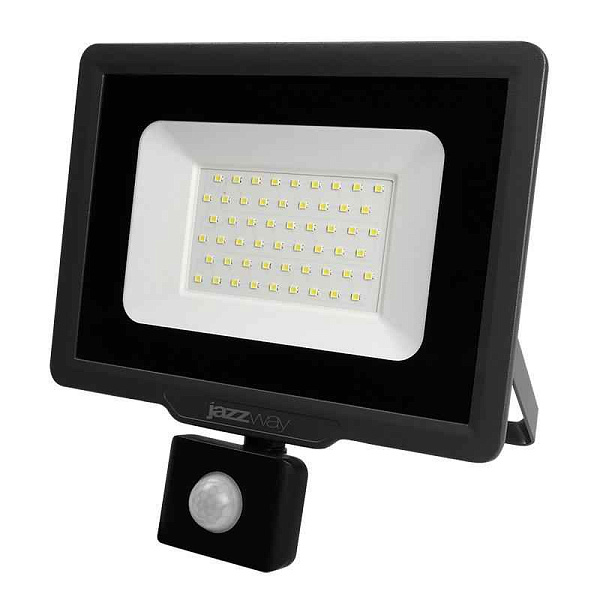 Прожектор светодиодный PFL-C3 SENSOR 50Вт 6500К IP65 ДО закален. прозр. стекло датчик движения инфракрасный Pro JazzWay 5026940A