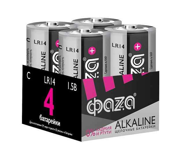 Элемент питания алкалиновый C/LR14 1.5В Alkaline Pack-4 (уп.4шт) ФАZА 5033160 