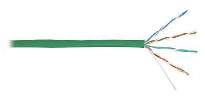 Кабель витая пара U/UTP, CAT 5e, PVC, нг(A)-LSLTx, 4х2х0,52мм, 24AWG, INDOOR, SOLID, зеленый, 305м, РФ REXANT