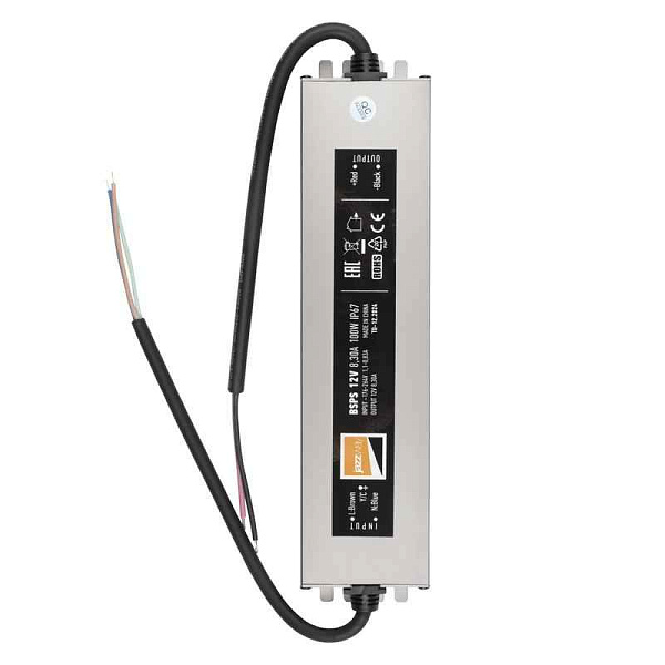 Блок питания для светодиодной ленты 100Вт 8.3А 12В IP67 BSPS влагозащ. метал. JazzWay 3329280A 