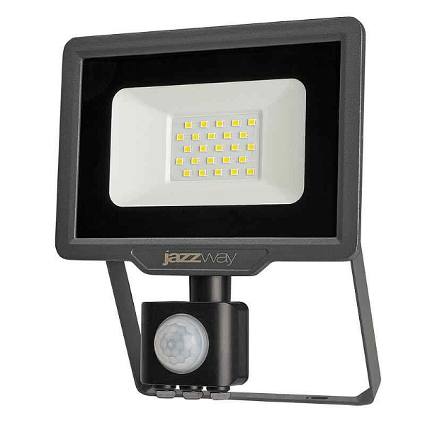 Прожектор светодиодный PFL-C3 SENSOR 20Вт 6500К IP65 ДО закален. прозр. стекло датчик движения инфракрасный Pro JazzWay 5026926A