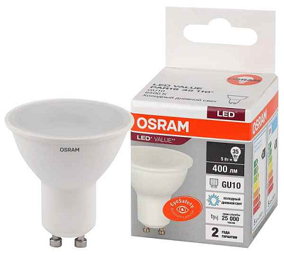 Лампа ЛЕД  PAR16/GU10  5W/865 LVPAR1635 5SW/865 RU OSRAM