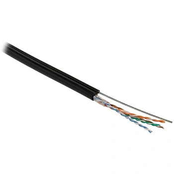 Кабель витая пара U/UTP, CAT 5e, PE, 4PR, 24AWG, OUTDOOR, SOLID, черный, с тросом, 305м, REXANT