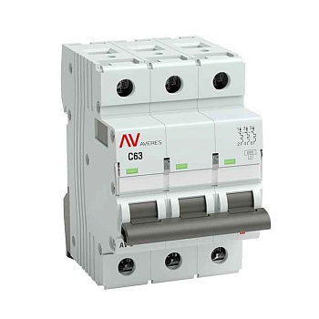 Выключатель автоматический модульный 3п C 63А 6кА AV-6 AVERES EKF mcb6-3-63C-av EKF