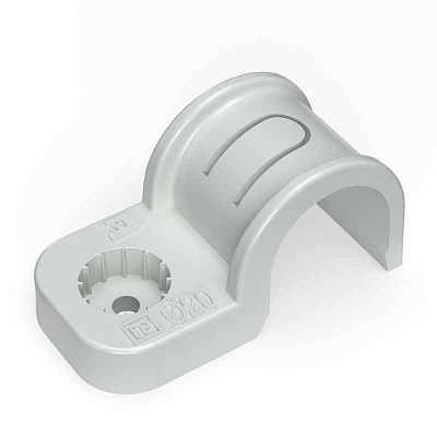 Крепеж-скоба односторонняя d20мм для прямого монтажа атмосф. пластик. сер. (уп.50шт) Промрукав PR13.0369 