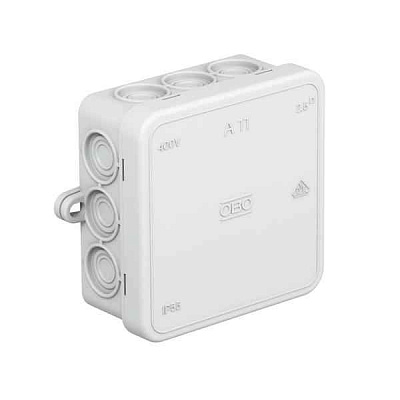 Коробка распределительная 85х85х40мм IP55 A11 12 кабельн. вводов свет. сер. OBO 2000342 