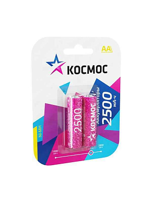 Аккумулятор AA/R6 2500мА.ч NI-MN BP-2 (блист.2шт) КОСМОС KOCR6NIMH2500MAH2BL 