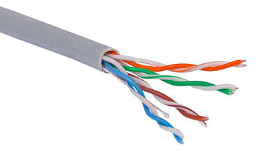 Кабель витая пара U/UTP, CAT 5e, PVC, 4PR, 24AWG, INDOOR, SOLID, серый, 305м PROconnect