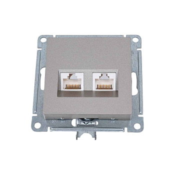 ШЭ Атлас Роз.двойная (комп+комп) с/у RJ45+RJ45, кат.5E, (б/рамки, шампань) ATN000585 (10шт/уп)
