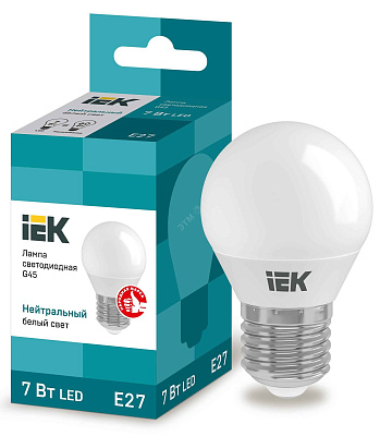 Лампа ЛЕД  E27  7,0Вт шар мат.3К LED Globe G45 600lm 3000K E27 IEK