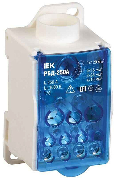 Блок распределительный на DIN-рейку РБД-250А IEK RBD-250 