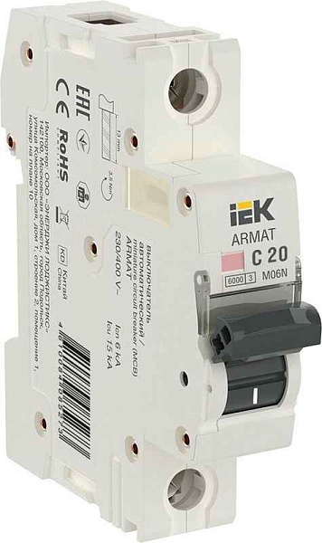 Выключатель автоматический модульный 1п C 20А M06N ARMAT IEK AR-M06N-1-C020 