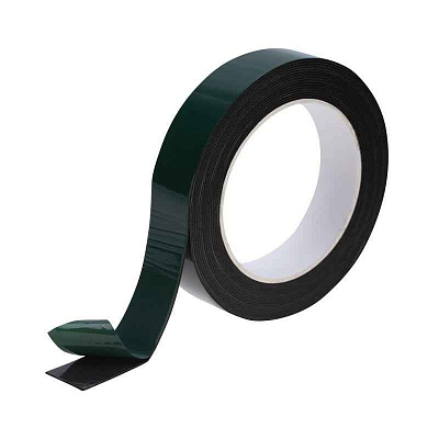 Скотч двухсторонний 25ммх5м зел. на черн. основе Rexant 09-6125 