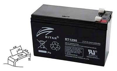 Батарея аккумуляторная Ritar RT1290, F2, 12V/9Ah, 94(99)x151x65 HxLxW, 2.3kg, 6-8 лет - купить в Москве - ООО Гамма-компоненты