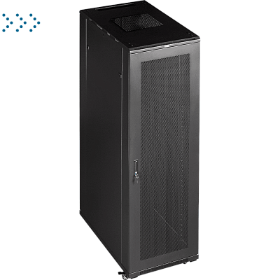 Шкаф 19" Business, 18U 600x600, черный, передняя дверь стекло, задняя дверь распашная металл 